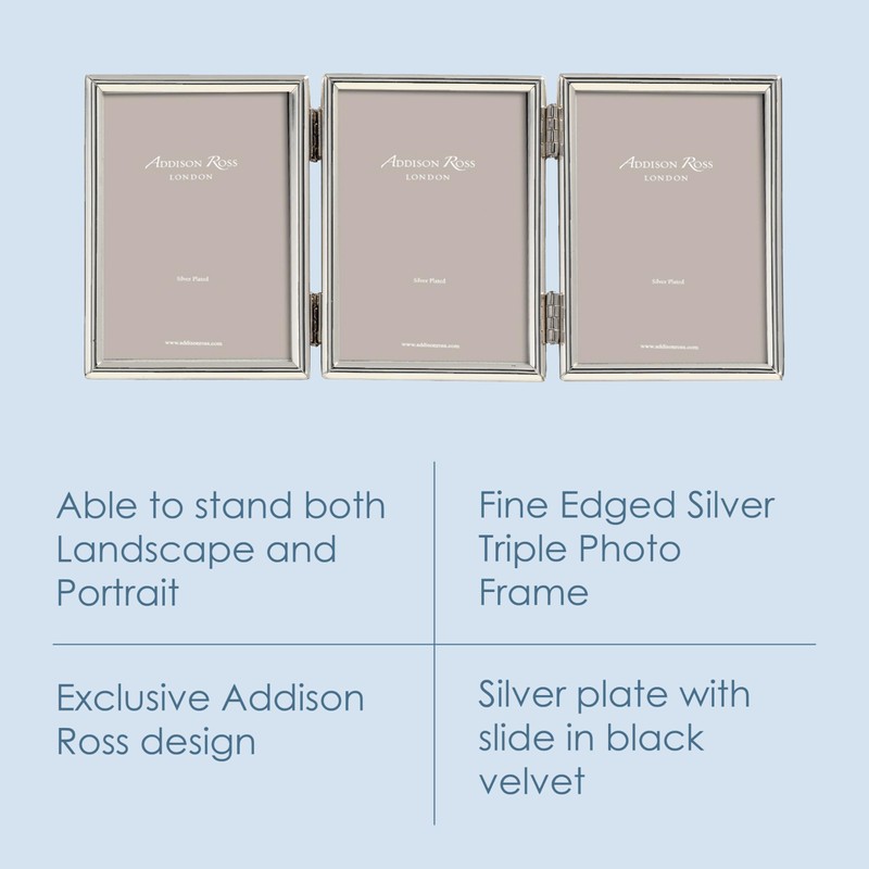 Addison Ross, Essentials Photo Frame, Silver Plate Treble, 2 x