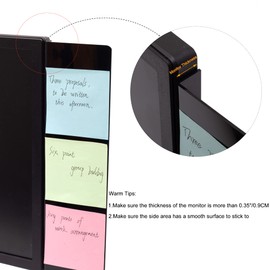 YOCOOLFUN 2 Pack Black Computer Monitor Memo Board for No Edge Monitors,Monitor Sticky Note Holder Computer Monitor Message Board Top Mount Left and Right…