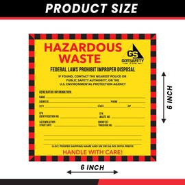 Hazardous Waste Labels According to Federal Laws – Pack of 25 Biohazard Stickers - Hazardous Waste Sign, Weatherproof, & Easy to Use Adhesive Labels, 6” x 6”, Hazardous Waste Containers