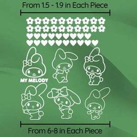 Vinyl Wall Art Decal - My Melody - 21" x 16" - Trendy Cute Inspirational Lovely Design Sticker for Home Bedroom Living Room Closet Kids Room Playroom Nursery Daycare Kindergarten Decor (White)