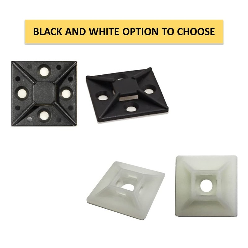 Kable Kontrol Zip Tie Mounts, 1-1/2” Sq, Natural White, 100