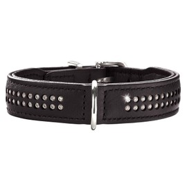 Hunter Diamond Petit Nickel Elk Leather Collar, XX-Small, Black