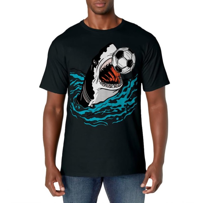 Soccer Shark Playing Ball Cool Animal Sports Lovers Gifts T-Shirt