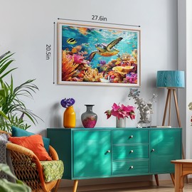 takfot Puzzles for Adults 1000 Pieces - Ocean Beach Sea Turtle Coral - 1000 Piece Puzzles with Letters on Back - Jigsaw Puzzles 1000 Pieces for Fun Game Nights - 27.6" L X 20.5" W, 1:1 Poster