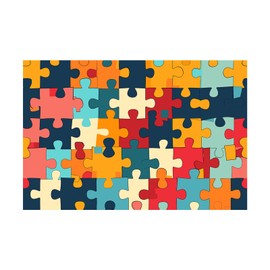 ZZBYSM 6X4FT Colorful Puzzle Photography Backdrop Multicolor Jigsaw Design Birthday Party Backdrop Banner Design Photo Background with Decoration Party Photography Cartoon BY324