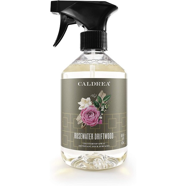 Caldrea Multi-surface Countertop Spray Cleaner, Made with Vegetable Protein Extract, Rosewater Driftwood Scent, 16 oz (Packaging May Vary)