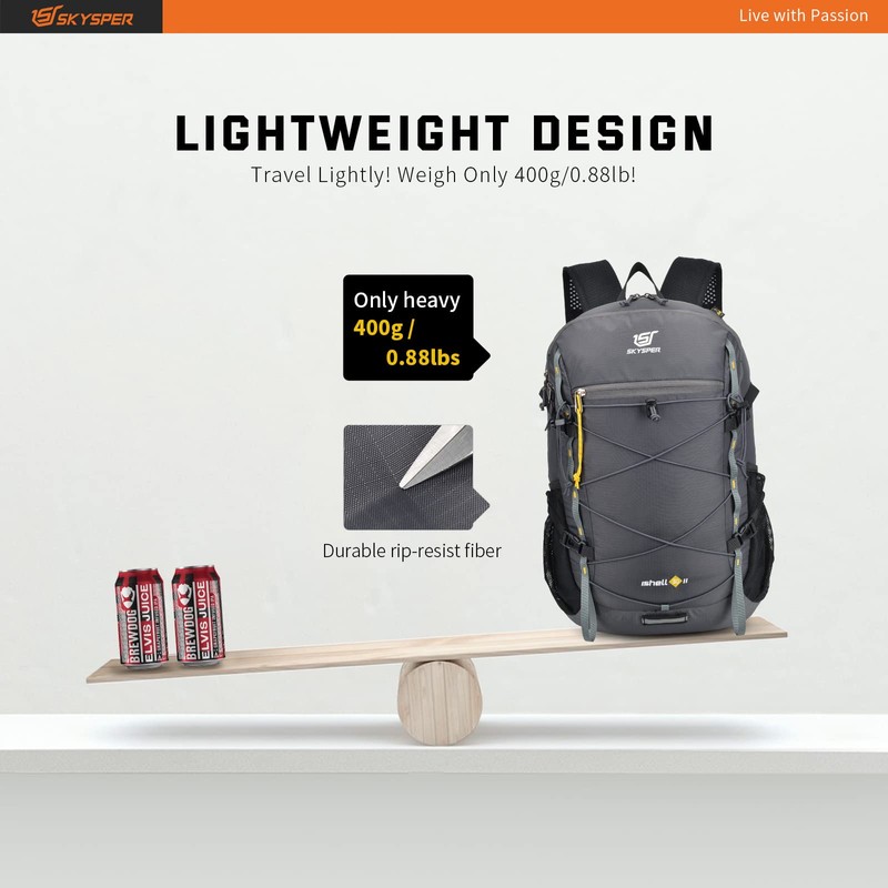 SKYSPER Foldable Hiking Backpack 30L Lightweight Travel Rucksack Packable Daypack
