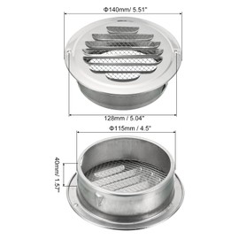 PATIKIL 4.5" Round Soffit Air Vents, Stainless Steel Louver Grille Vent Cover Screen Mesh Air Outlet for Kitchen Bathroom Wall Ceiling Floor Ventilation