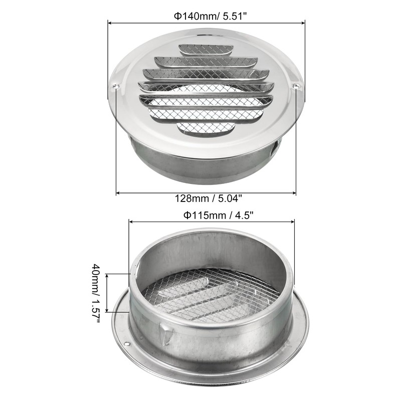 PATIKIL 4.5" Round Soffit Air Vents, Stainless Steel Louver Grille