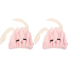 VILLCASE Toalla para Cabello para 2piezas de Microfibra Rosa, Súper Absorbente y Versátil para Secado Rápido, Diseño y Resistente Adecuado para Uso Diario