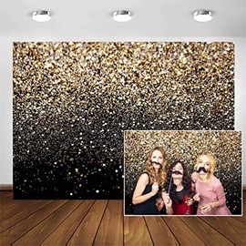 CYLYH 7X5ft Black and Gold Backdrop Golden Spots Backdrop Vintage Astract Glitter Background Wedding Adult Baby Children Holiday Party Party Decor D417