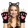 Cat Paw Fingerless Gloves, Furry Paws Gloves Faux Fur Plush
