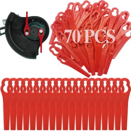 Xerteam 100 Pcs Garden Mower Replacement Blades, 83 mm Plastic Grass Trimmer Blades, Lawn Mower Accessories Tool Cordless Strimmer Cutting Blades Red 2-2 Bosch Red
