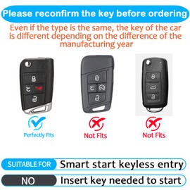 Sindeda Volkswagen Key Fob Cover with Keychain, Soft Full Protection Key Shell, Compatible with VW Tiguan, Golf, Jetta, Polo, Atlas, Skoda (Red)