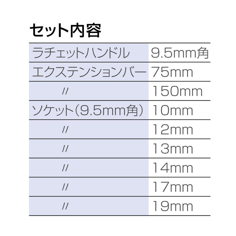 ホーザン(HOZAN) ソケットレンチセット 差込角9.5mm角(3/8"sq) 10~19ｍｍまで6サイズ入組 W-511