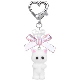 PACKOVE Cute Cat Keychain Stuffed Cat Keychain Fuzzy Animal Keychain Cartoon Keychains Cat Keyring Kawaii Keychain