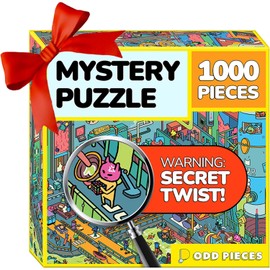 Odd Pieces Jigsaw Puzzles 1000 Pieces with Storytelling Comics, for Women, White Elephant, Mystery Puzzle for Adults & Kids - 19.7'' x 27.6'' Frameable Magic Puzzle Art (AstroGastro)