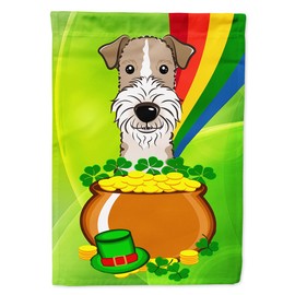 Caroline's Treasures BB1991GF Wire Haired Fox Terrier St. Patrick's Day Flag Garden Size, Small, Multicolor