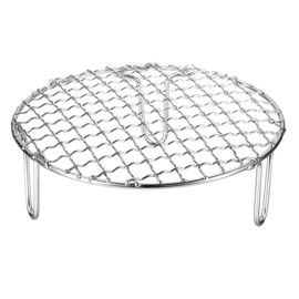 HARFINGTON Round Cooking Rack 6.5-inch Stainless Steel Cross Wire Barbecue Grill Net with 50mm Legs for Cooking Baking Steaming BBQ