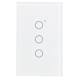 Wengart - Interruptor de luz táctil de pared WiFi de 2,4 GHz, AC125 V max1200 W, compatible con Alexa Google Home, compatible con iOS y Android interruptores de un solo polo (3 Gang_blanco)