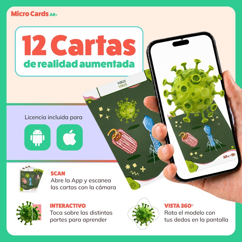 aAR+ Body Planet Micro Cards - Flash Cards Microorganisms with