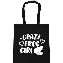 Hippowarehouse Crazy frog girl Tote Shopping Gym Beach Bag 42cm x38cm, 10 litres