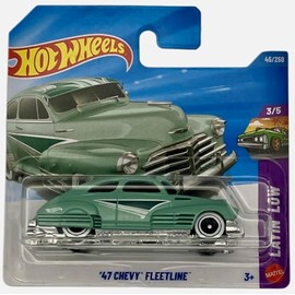 Hot Wheels – '47 Chevy Fleetline - Turquoise Lowrider Custom - Layin' Low 3/5 - 46/250 - JJJ16 - General Motors License - Mattel 2026-1:64 Model Car