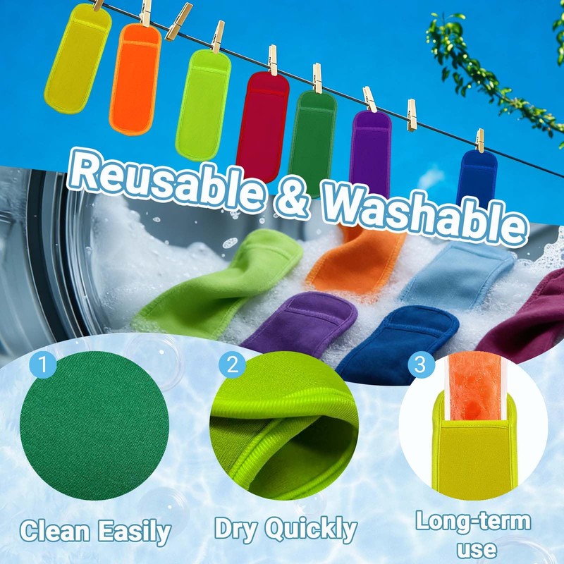 10 Colors Reusable Ice Pop Sleeves Anti-freezing No Drip (10
