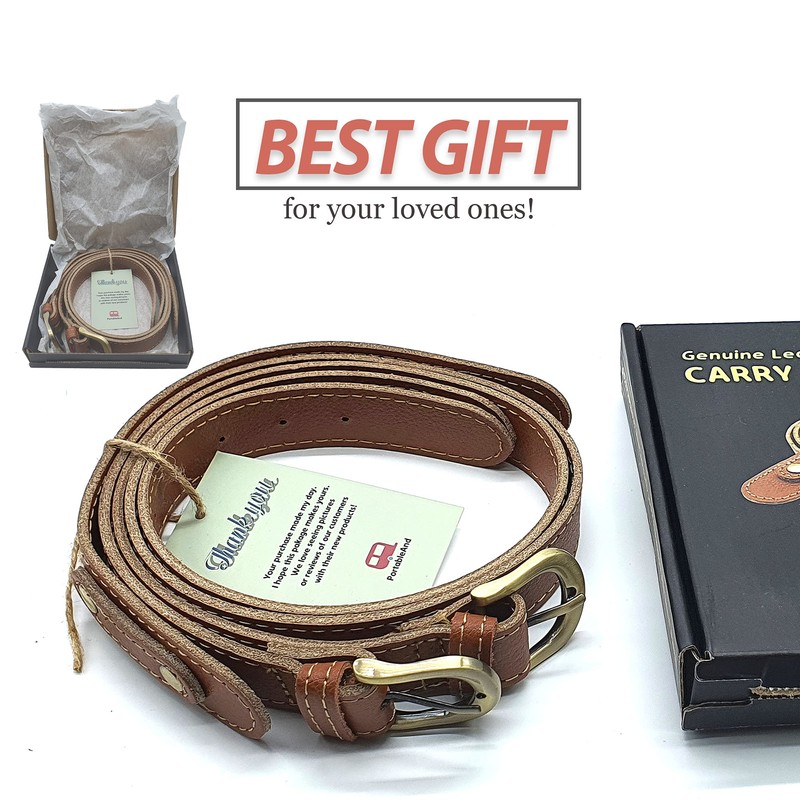PortableAnd Genuine Leather Carry Strap for Motorcycle & Picnic Bedroll
