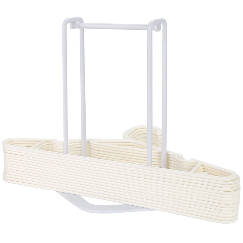 HAKDAY Hanger Stacker Holder Stand, White Plastic Hangers Rack Storage