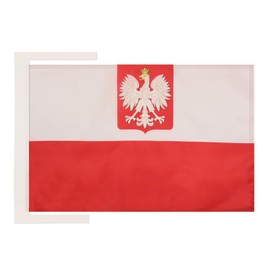 Poland with eagle Flag 18'' x 12'' cords - Polish coat of arms SMALL flags 30 x 45cm - Banner 18x12 in - AZ FLAG