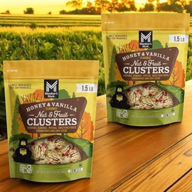 Honey Vanilla Nut & Fruit Clusters - 24 oz, Resealable Pouch, Cashews, Almonds, Cranberries, Chia Seeds, Perfect Crunchy Snack for Any Occasion(PACK OF 2)