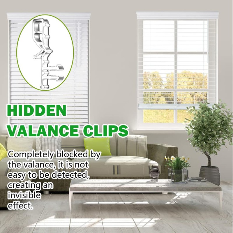 Hidden Channel Valance Clips, 2-1/8inch Clear Plastic Valance Clips for