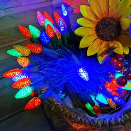 C3 Christmas Lights 50 LED Commercial Grade LED String Lights, 120V UL, 17FT Green Wire Xmas Lights for Indoor & Outdoor Use, Trees, Pathway, Holiday Party Decorations (Multi-Colored)