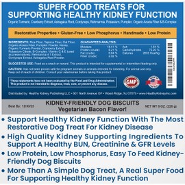 Kidney Restore Bacon Dog Treats 8oz for Canine Kidney Support. Renal Treats for Any Kidney Dog Diet