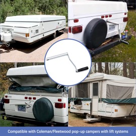 Lesiyou Crank Handle, Tent Camper Crank Handle Compatible with Coleman/Fleetwood Pop-up Camper, Iron Pop Up Camper Crank, 8" Camper Replacement Crank Round Mouth