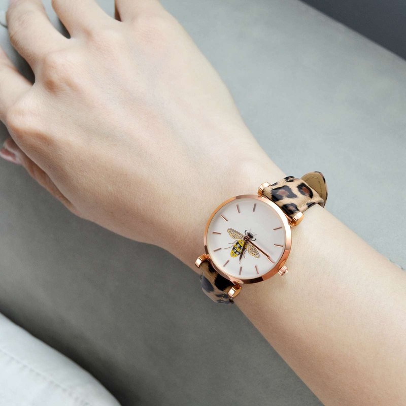 WOCCI Flower Series Genuine Leather Watch Band, Quick Release Replacement