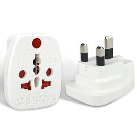 US to UK Plug Adapter, Type G Adapter for Travel, 2 Pack UK Adapters for Travel, UK Power Adapter, Ireland Plug Adapter, England Travel Plug Adapter, Europe USA Australia Italy to UK Adapters, White