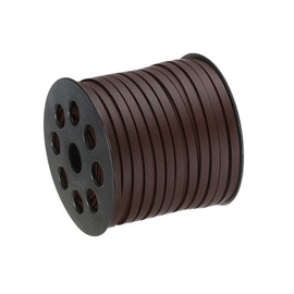 sourcing map Leather Cord, 49.21 Yards 5mm Flat Suede String for Purse Handbag Shoelace DIY Crafts Bracelet Making, Dark Brown 1 Roll
