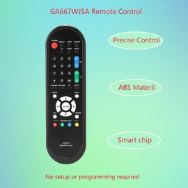 GHUST GA667WJSA - Control remoto de repuesto para Sharp TV LC-32D44U LC-32D44V LC-32D47U LC-32D47UA LC-32D47UN LC-32D47UT LC-32D49U LC-32M44L LC-32M44U LC-32SB21U LC-32SB220U LC-SB233SB233LC-32SB23U