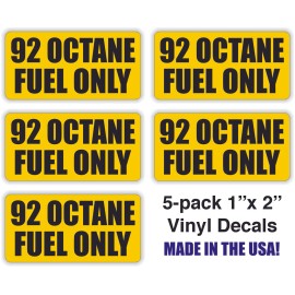 Unbranded/Generic 5pk - 92 OCTANE FUEL ONLY 1x2 Vinyl Decals | Fuel Door Transfer Tank Gas Cap Car