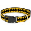 Buckle-Down Plastic Clip Collar - Bat Signal-3 Yellow/Black/Yellow - 1.5"