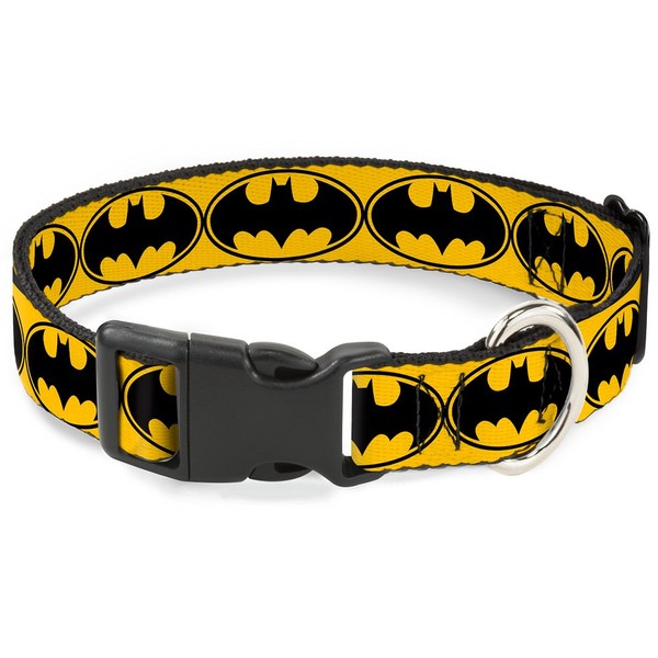 Buckle-Down Plastic Clip Collar - Bat Signal-3 Yellow/Black/Yellow - 1.5"