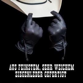 APPALERO Western Riding Gloves - 100% Goatskin Leather Unisex Black XXL
