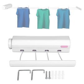 Telescopic Retractable Clothesline Clothes Drying Rope Hanger, Flexible Clothesline, Telescopic Indoor Clothesline, for Indoor Outdoor Supplies (Four Ropes)