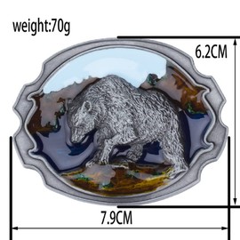 Longcreek Bear Belt Buckle for Men Punk Polar Bear Animal Belt Buckle Nordic Viking Bear Head Belt Buckle Western Cowboy Belt Buckle Vintage Punk Rock Belt Buckle, silver
