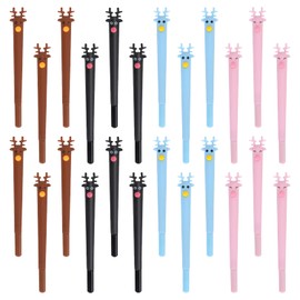 SHAIDOJIO 24 Reindeer Gel Pens, Christmas Cartoon Animal Black Gel Pens, Novelty Gel Pens, Black Creative Gel Pens, Christmas Pens for School Home Office Supplies, Gift, 4 Colours