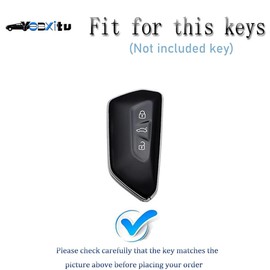 Ysbxitu Key Case with Key Fob Key Case Cover Fits VW Golf 8 Seat Leon MK 4 Tarraco Ateca Skoda Octavia Metal Remote Control Cover Gift Idea Accessories, B silver