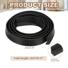 PATIKIL 118 Inch Collapsible Shower Threshold Water Dam Guard, Shower Stopper Barrier Self Adhesive Sink Splash Guard for Frameless Shower Door Bottom, Black (1.2"Wx0.6"T)
