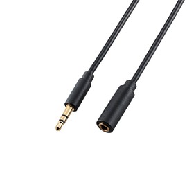 Elecom DH-MPJN15 Stereo Mini Plug Extension Cable Gold Plated 3.5φFemale to 3.5φMale, Black, 4.9 ft (1.5 m)